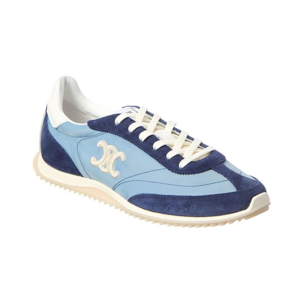 Celine Troimphe Low Top Suede & Nylon Sneaker, Blue